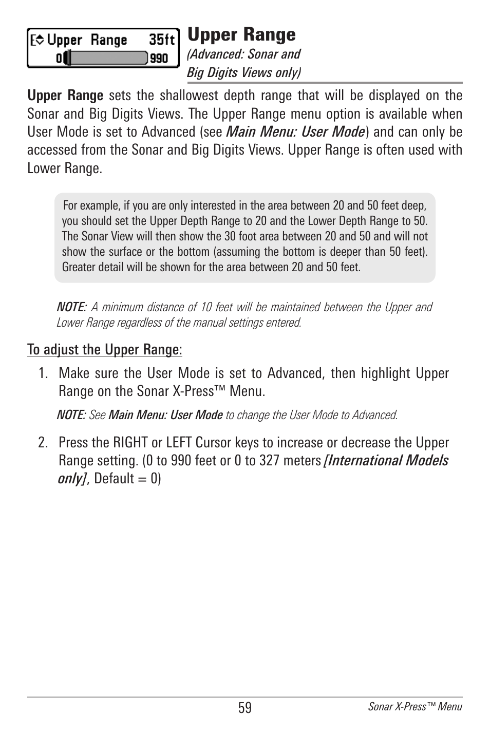 Upper range | Humminbird 597ci User Manual | Page 69 / 143