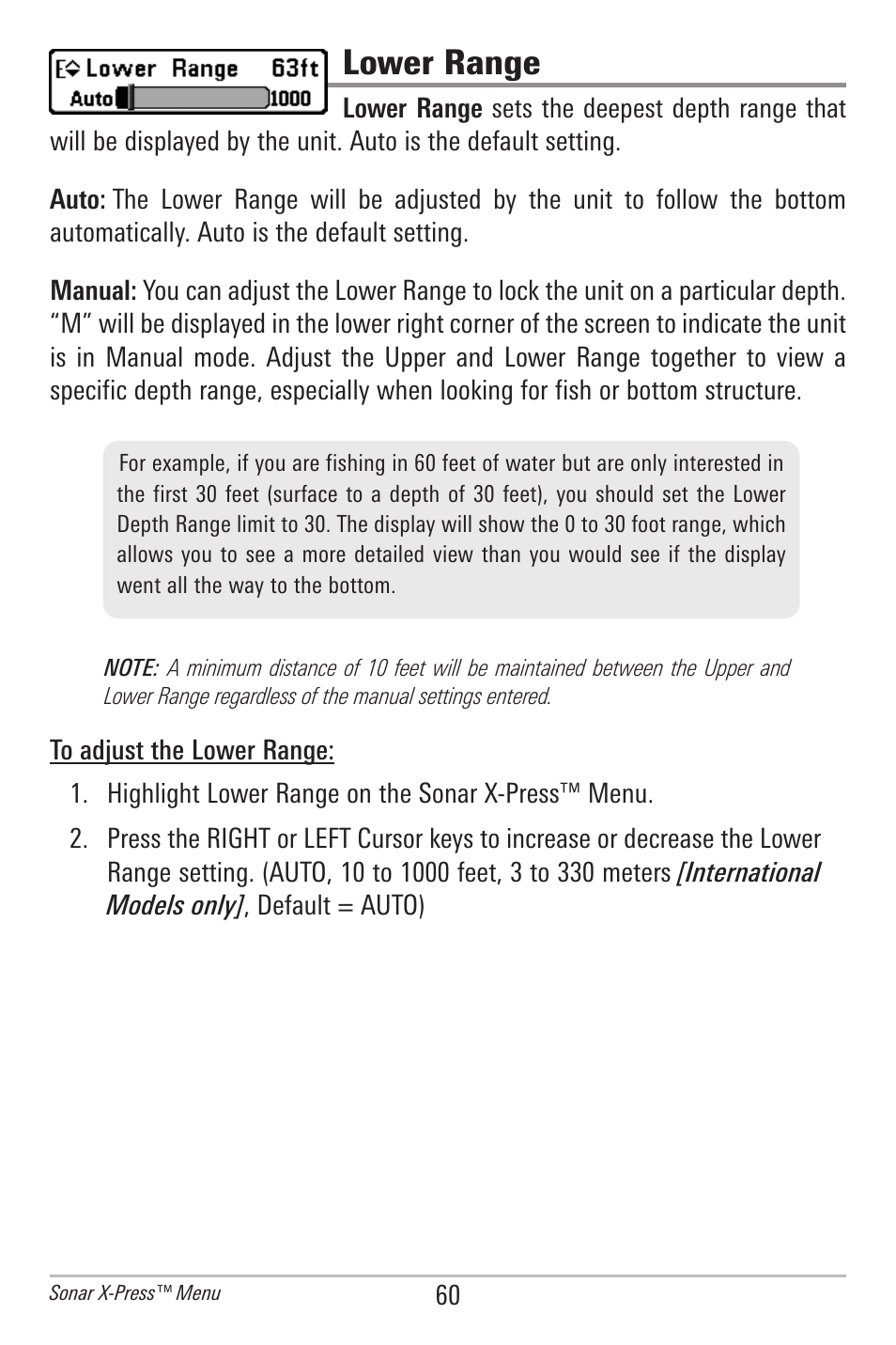 Lower range | Humminbird 597ci User Manual | Page 70 / 143