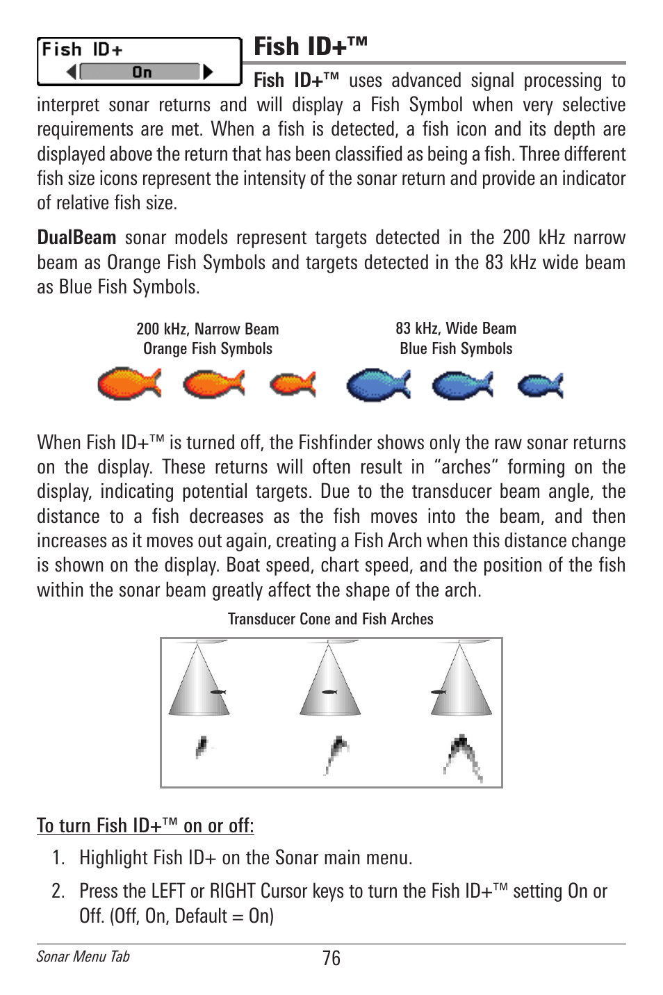 Fish id | Humminbird 597ci User Manual | Page 86 / 143