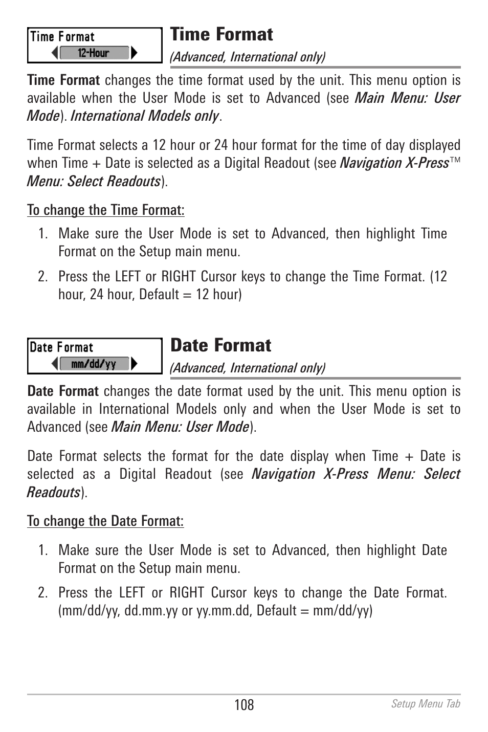 Time format, Date format | Humminbird 700 SERIES 786CI User Manual | Page 117 / 138