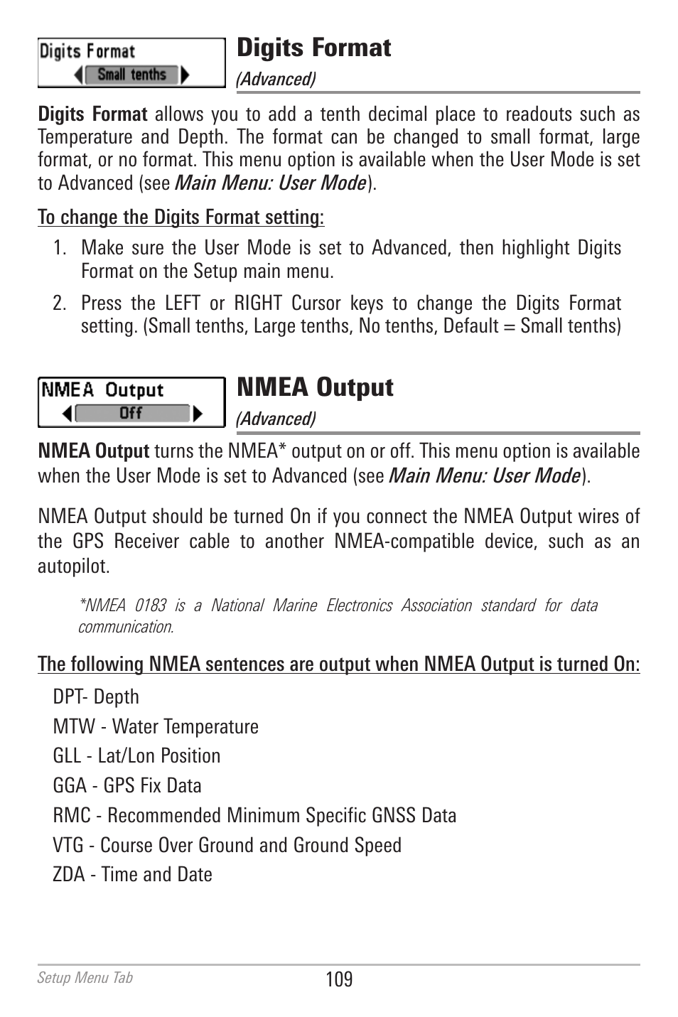 Digits format, Nmea output | Humminbird 700 SERIES 786CI User Manual | Page 118 / 138