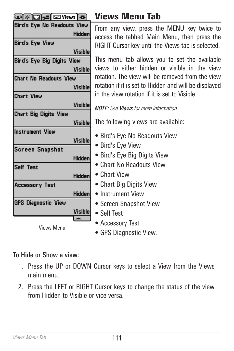 Views menu tab | Humminbird 700 SERIES 786CI User Manual | Page 120 / 138