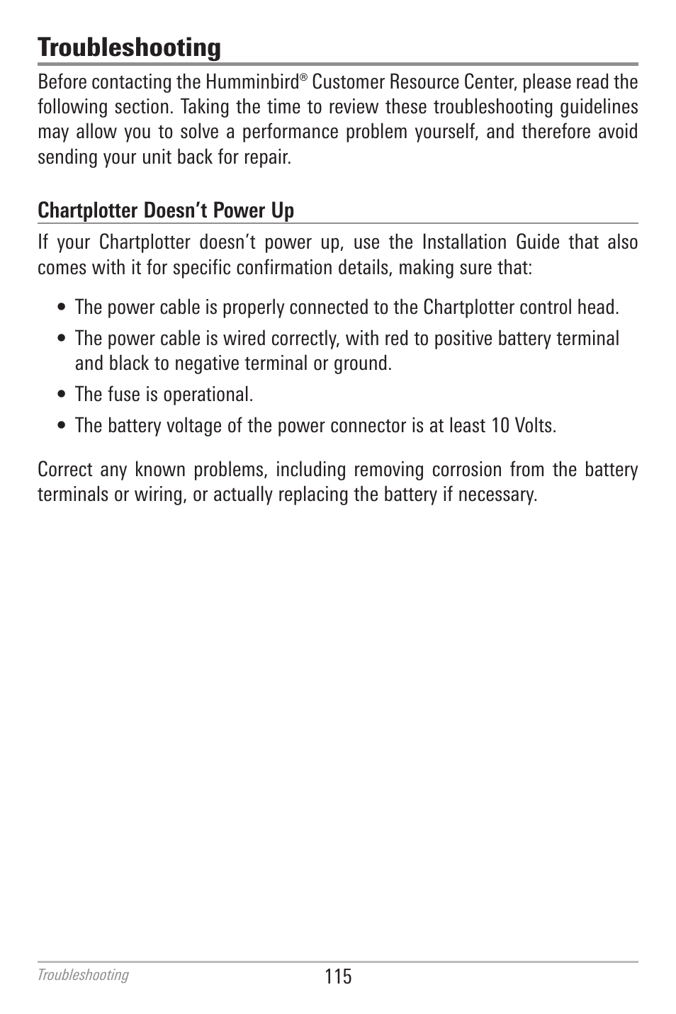 Troubleshooting | Humminbird 700 SERIES 786CI User Manual | Page 124 / 138