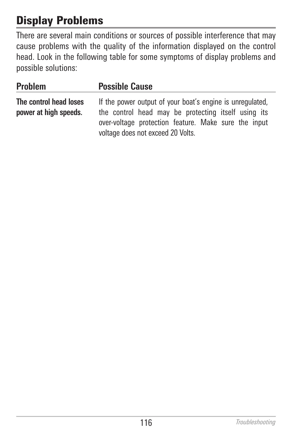 Display problems | Humminbird 700 SERIES 786CI User Manual | Page 125 / 138