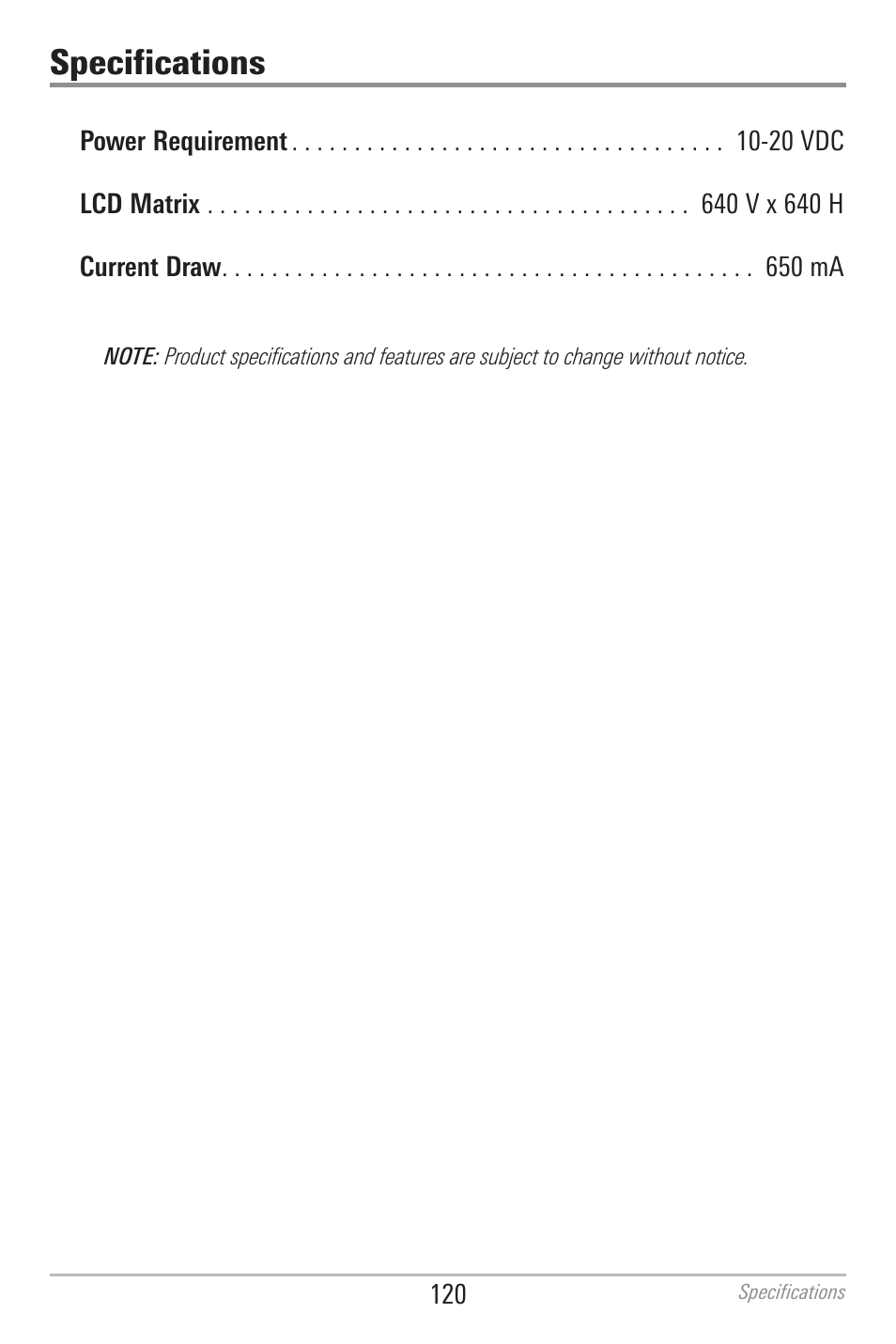 Specifications | Humminbird 700 SERIES 786CI User Manual | Page 129 / 138