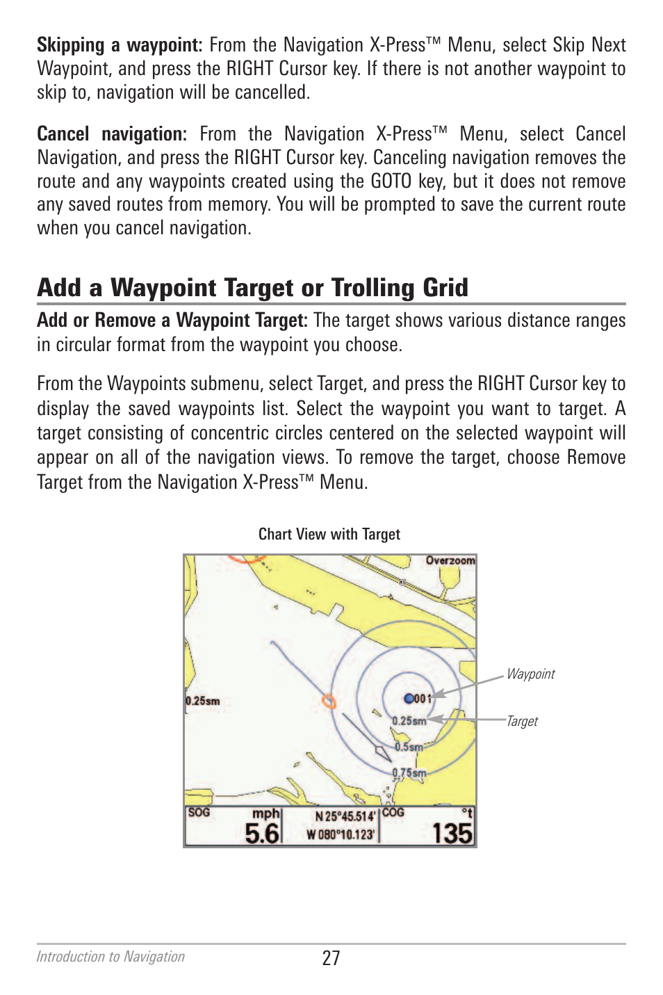 Add a waypoint target or trolling grid | Humminbird 700 SERIES 786CI User Manual | Page 36 / 138