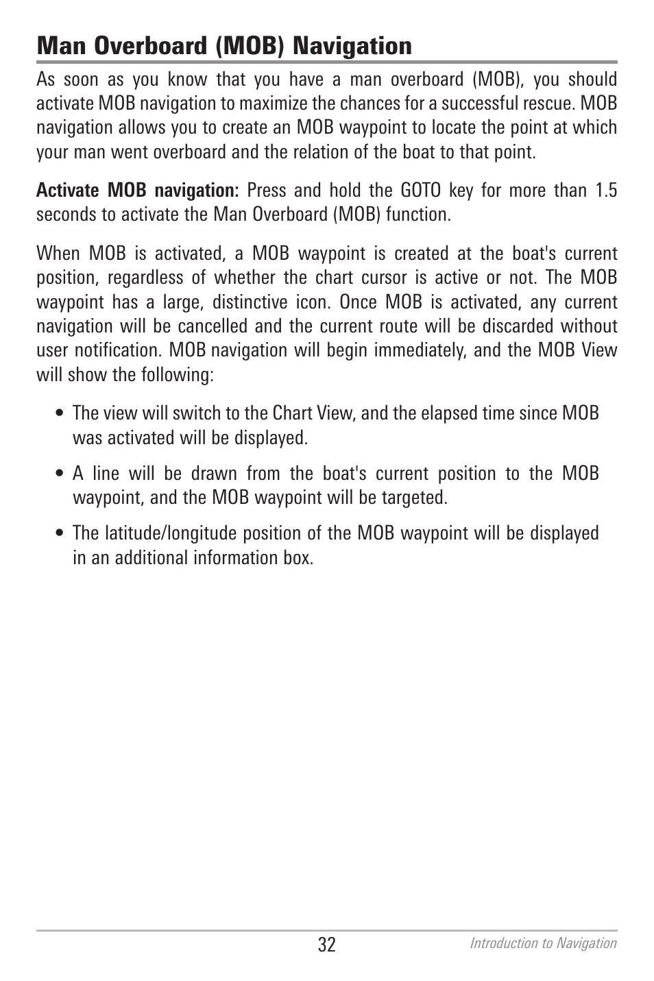 Man overboard (mob) navigation | Humminbird 700 SERIES 786CI User Manual | Page 41 / 138