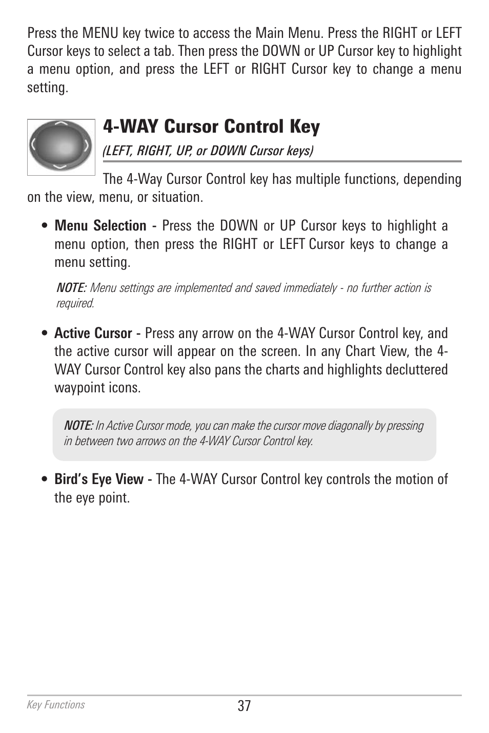 Way cursor control key | Humminbird 700 SERIES 786CI User Manual | Page 46 / 138