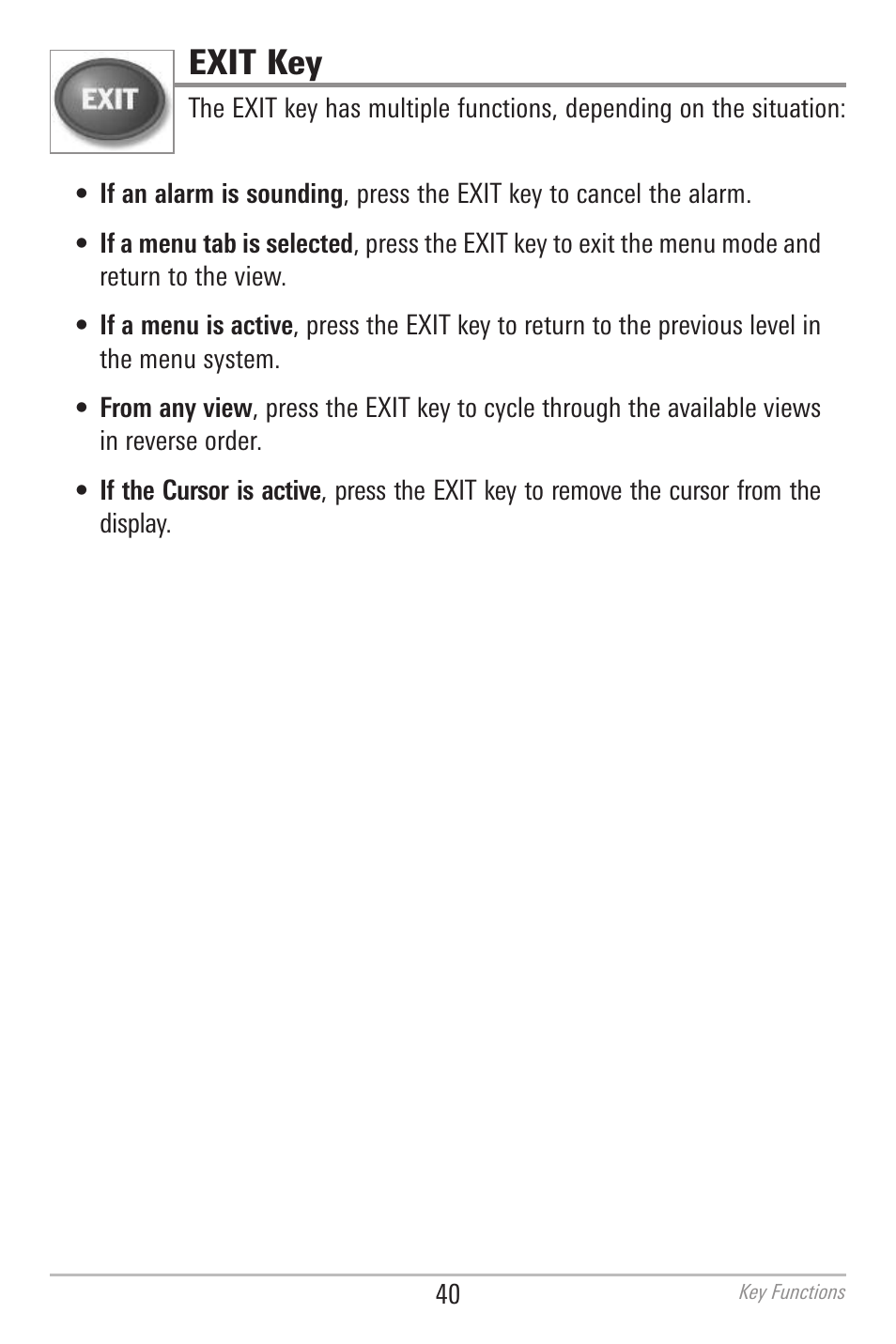 Exit key | Humminbird 700 SERIES 786CI User Manual | Page 49 / 138