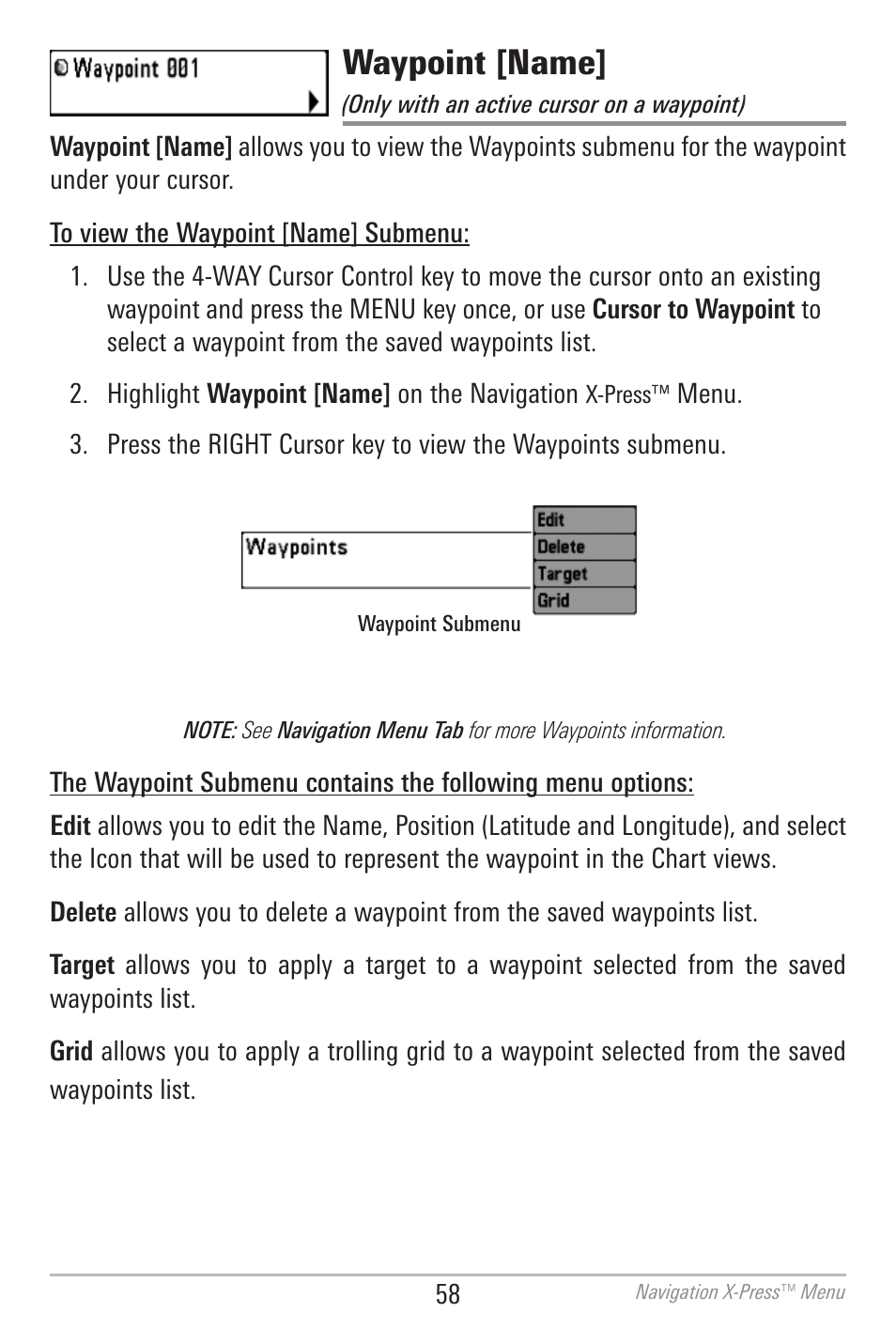 Waypoint [name | Humminbird 700 SERIES 786CI User Manual | Page 67 / 138