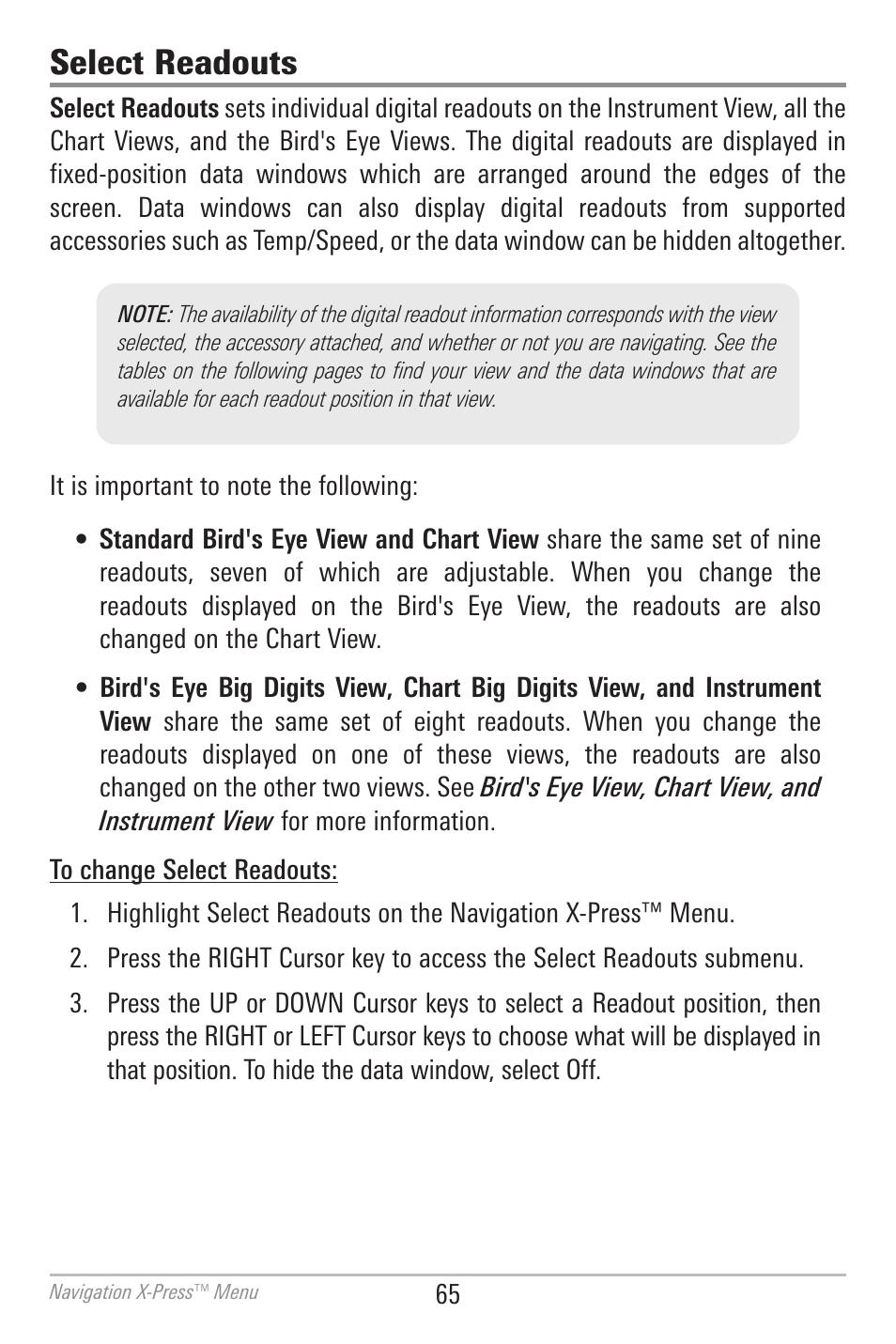 Select readouts | Humminbird 700 SERIES 786CI User Manual | Page 74 / 138