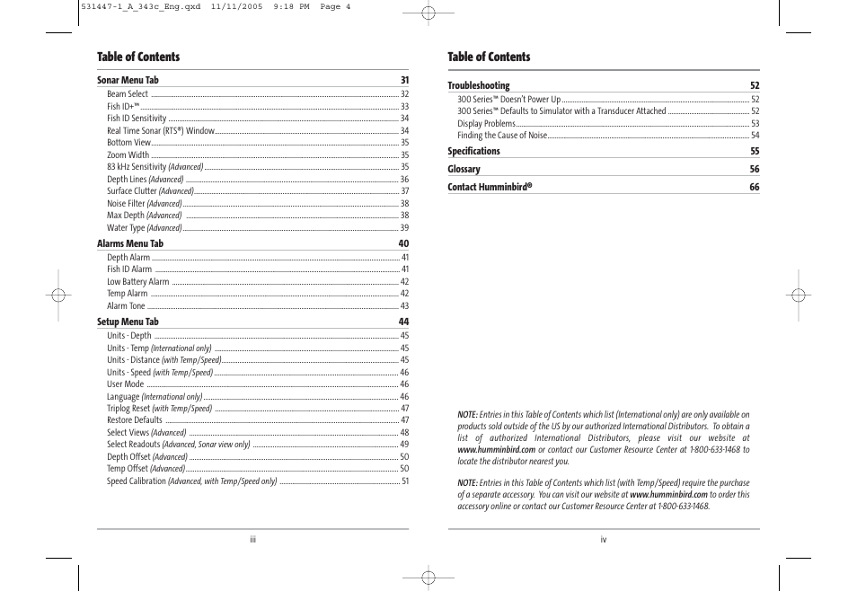 Humminbird 343c User Manual | Page 3 / 36