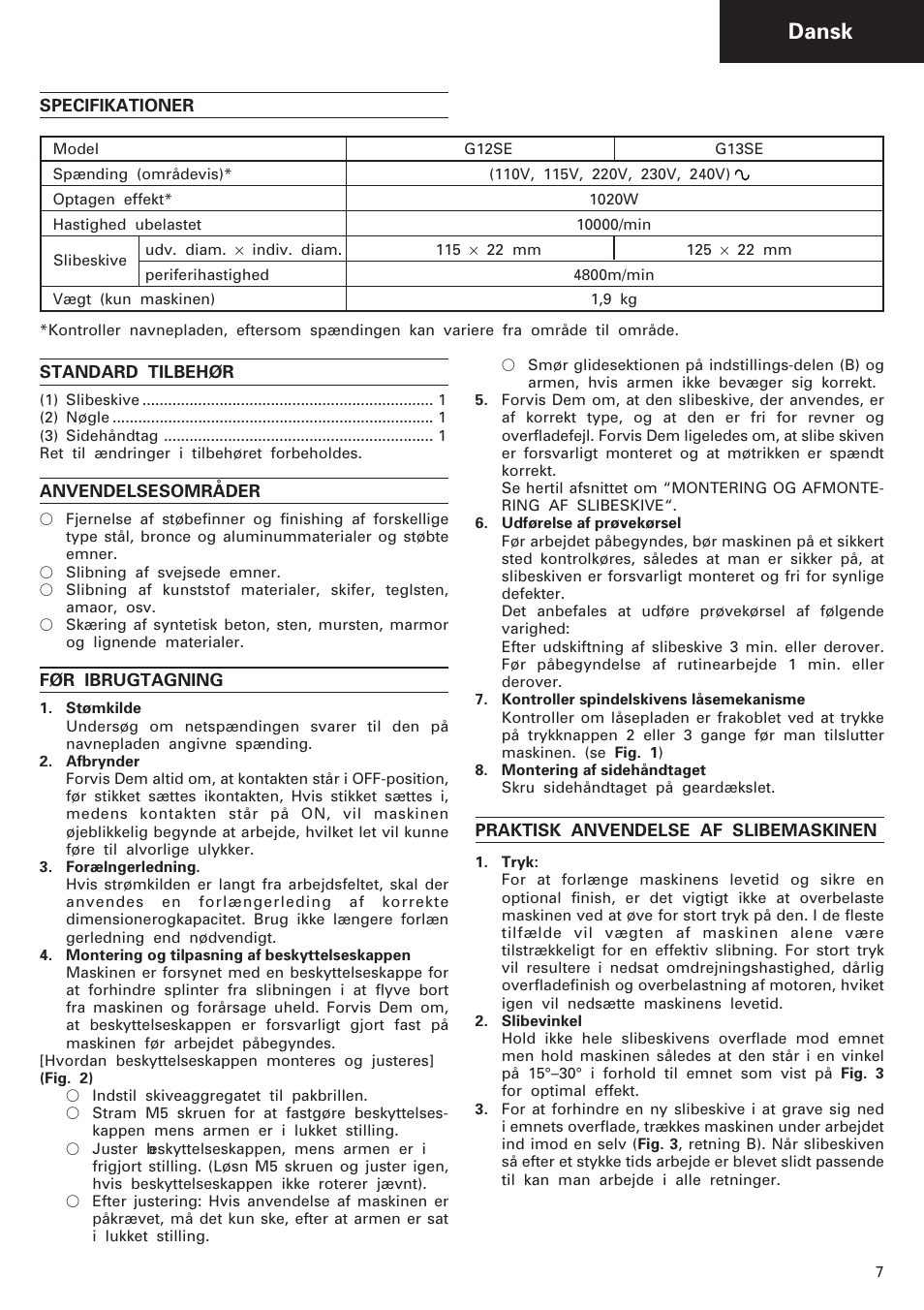 Dansk | Humminbird G 12SE User Manual | Page 8 / 22