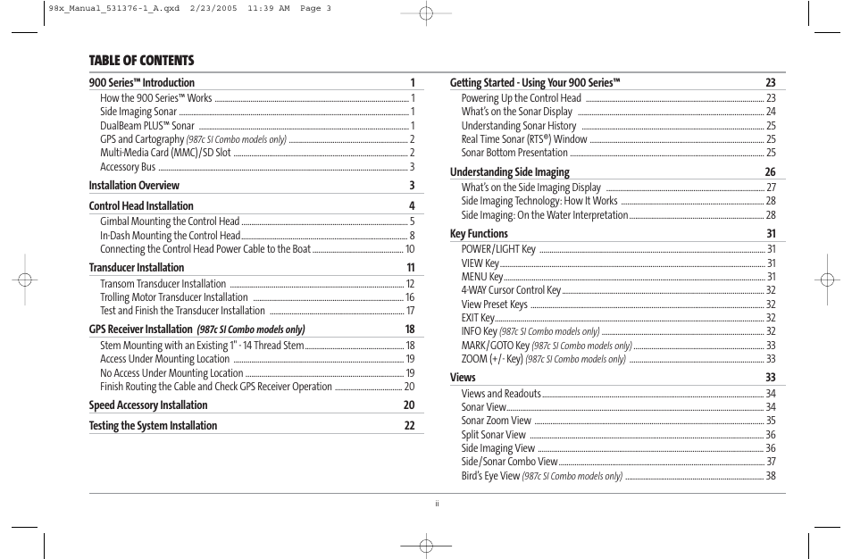 Humminbird ] 981 User Manual | Page 3 / 95