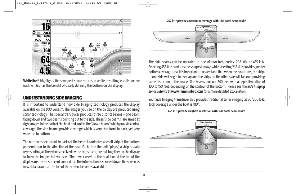 Understanding side imaging | Humminbird ] 981 User Manual | Page 32 / 95