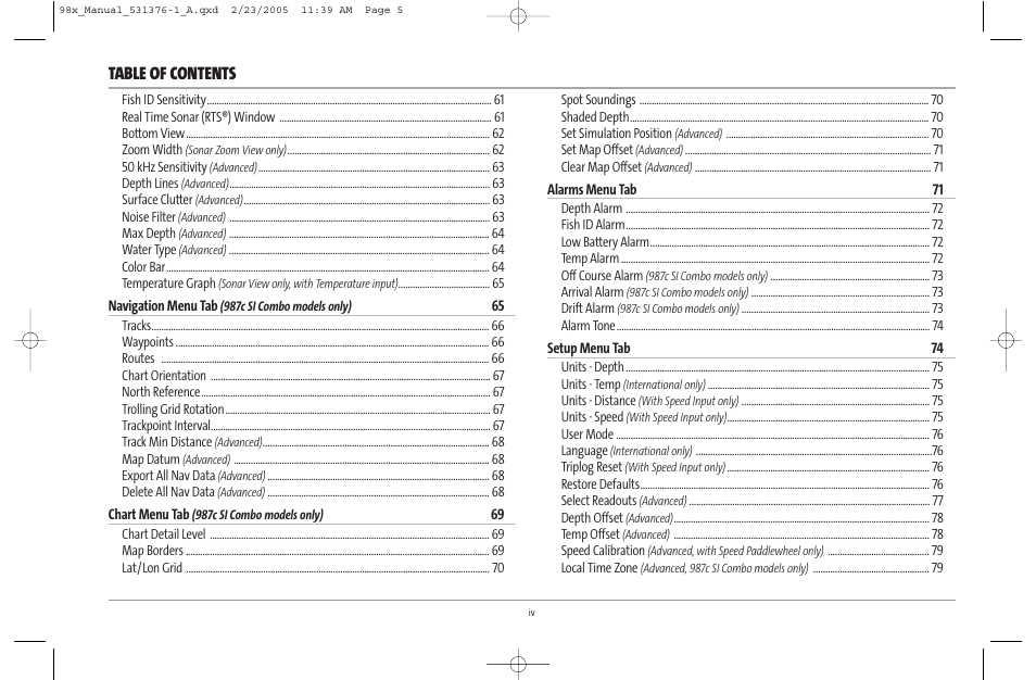 Humminbird ] 981 User Manual | Page 5 / 95