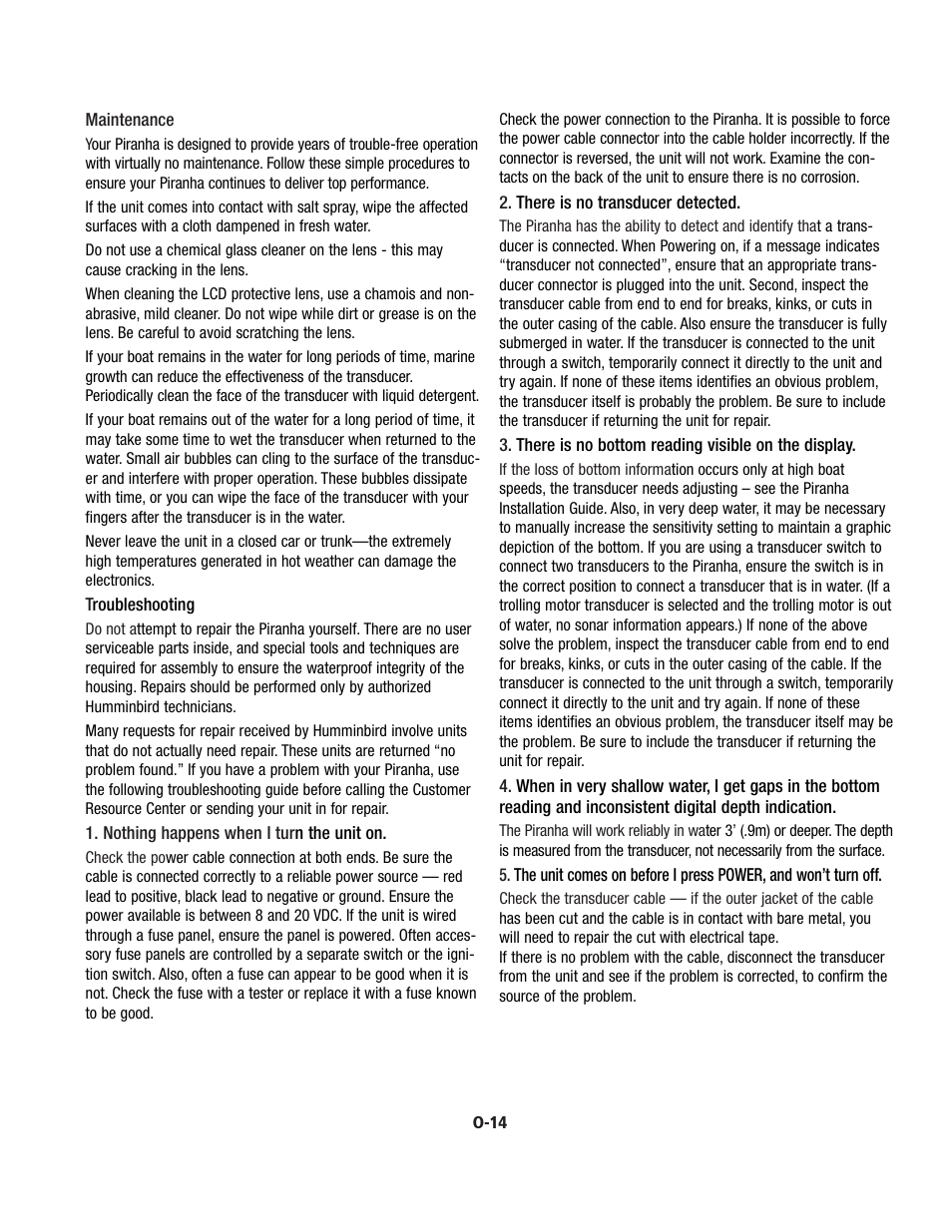Humminbird Piranha 2 User Manual | Page 4 / 5
