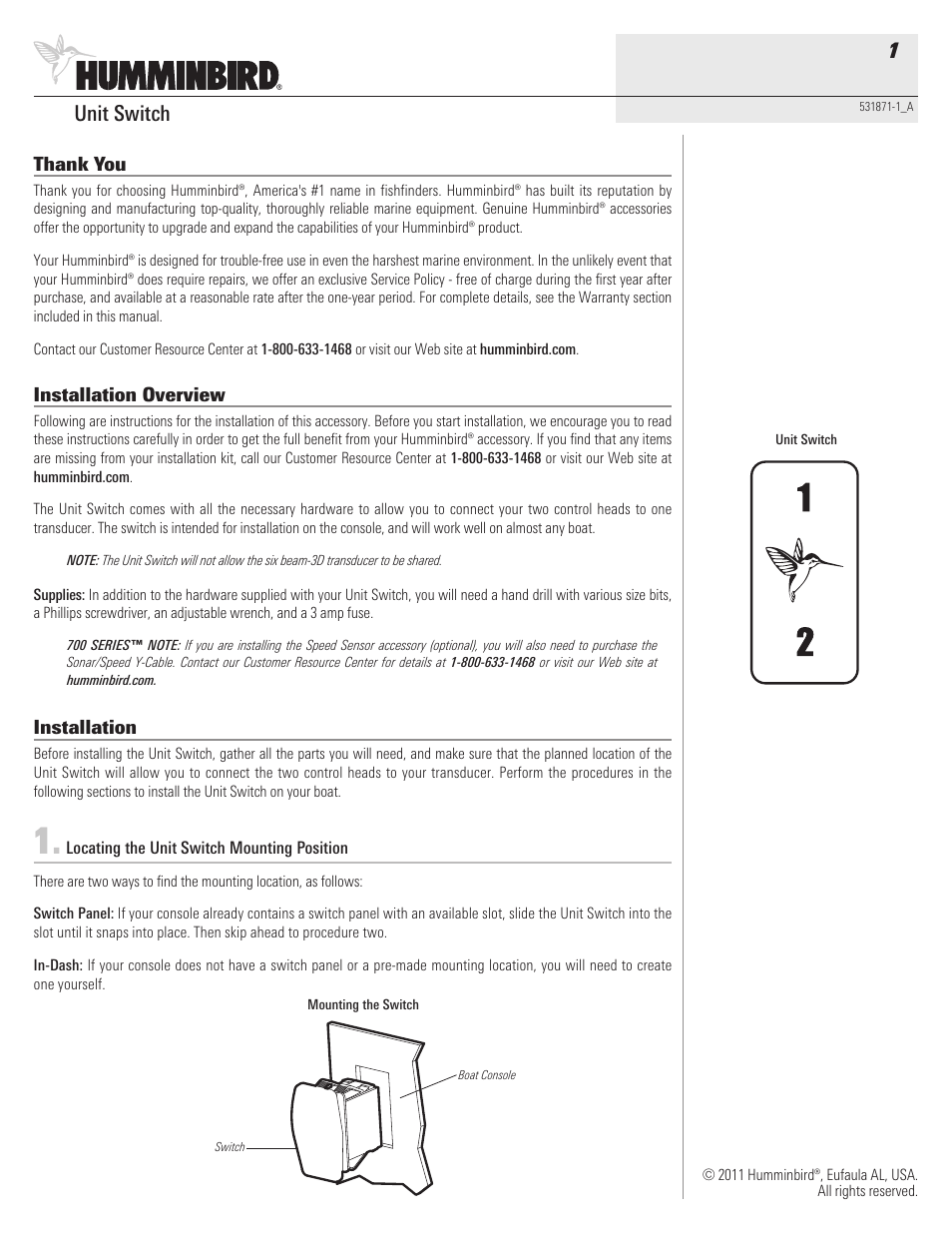 Humminbird 531871-1_A User Manual | 4 pages