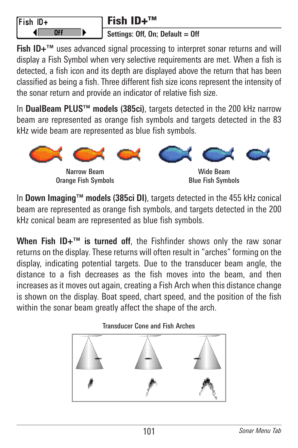 Fish id | Humminbird 385ci User Manual | Page 113 / 158