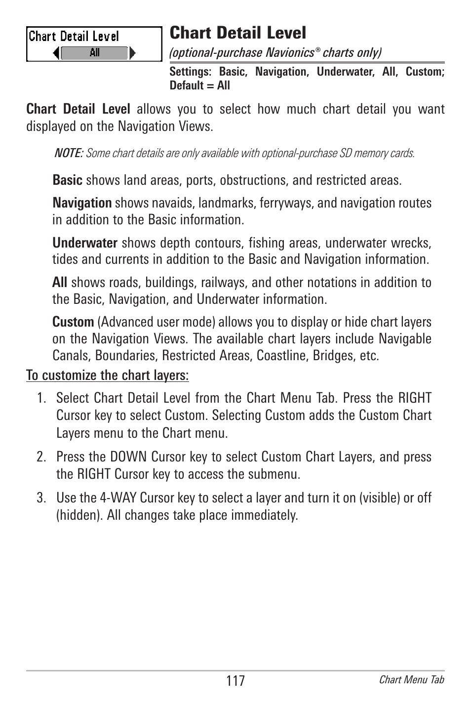 Chart detail level | Humminbird 385ci User Manual | Page 129 / 158