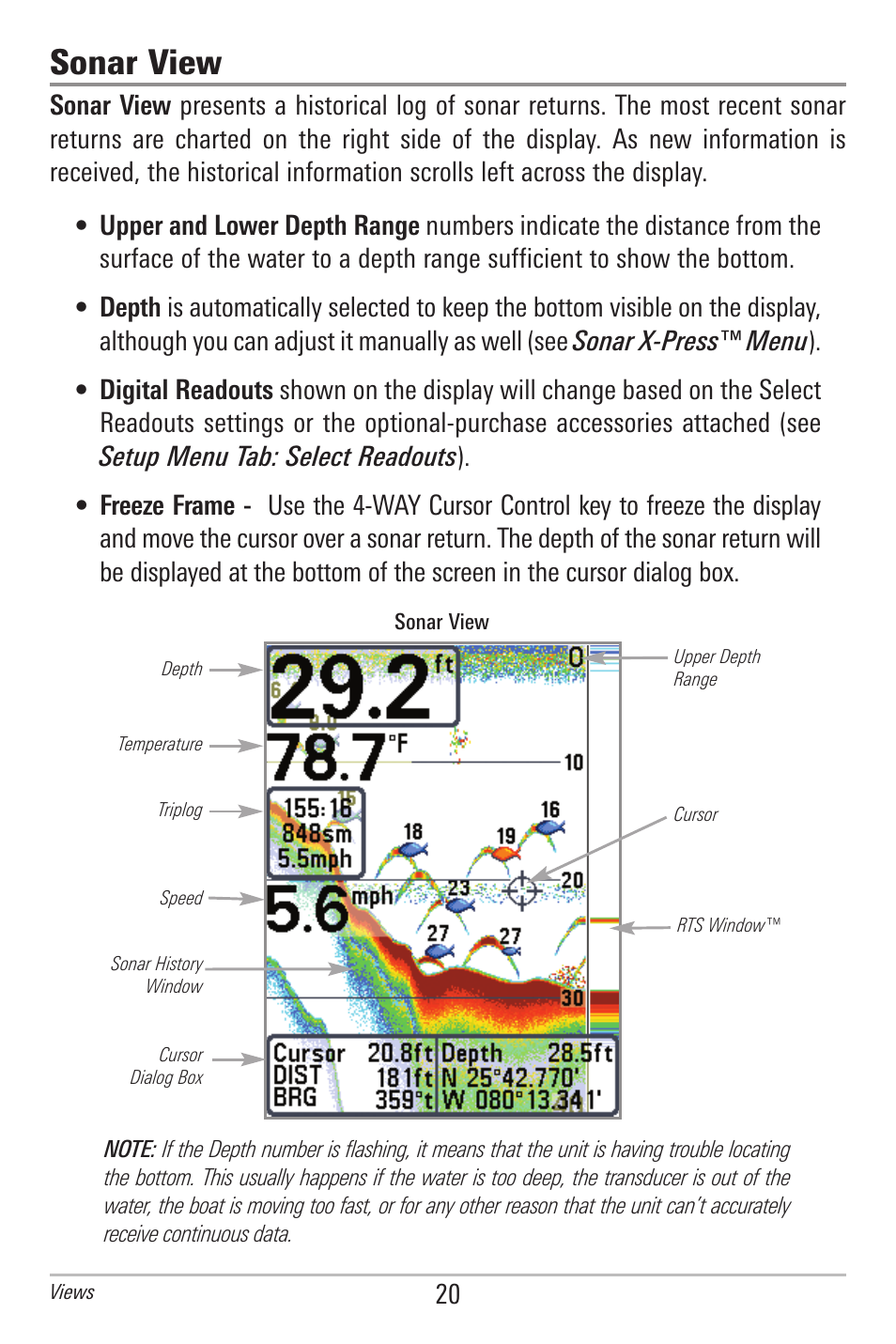 Sonar view | Humminbird 385ci User Manual | Page 32 / 158