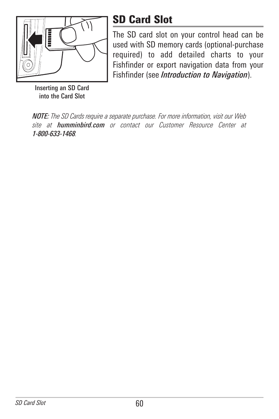 Sd card slot | Humminbird 385ci User Manual | Page 72 / 158