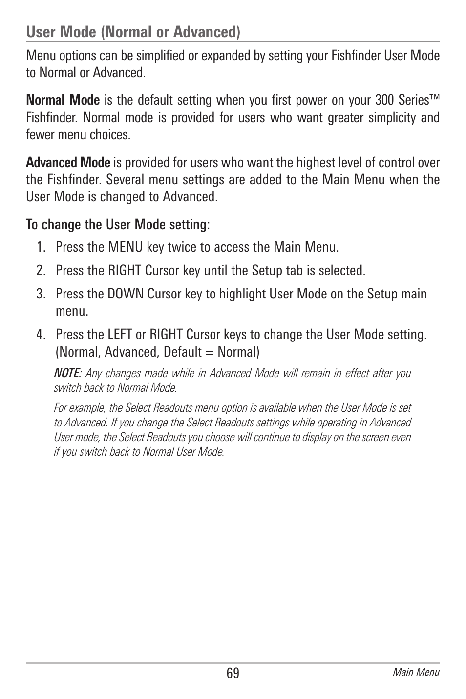 User mode (normal or advanced) | Humminbird 385ci User Manual | Page 81 / 158