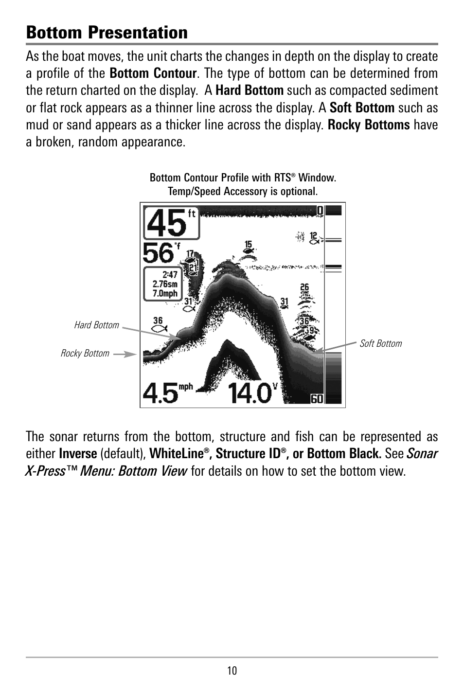 Bottom presentation | Humminbird 515 User Manual | Page 15 / 86