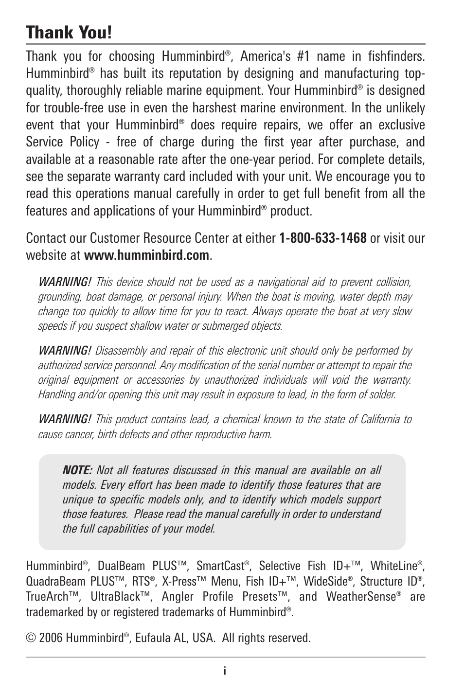 Humminbird 515 User Manual | Page 2 / 86