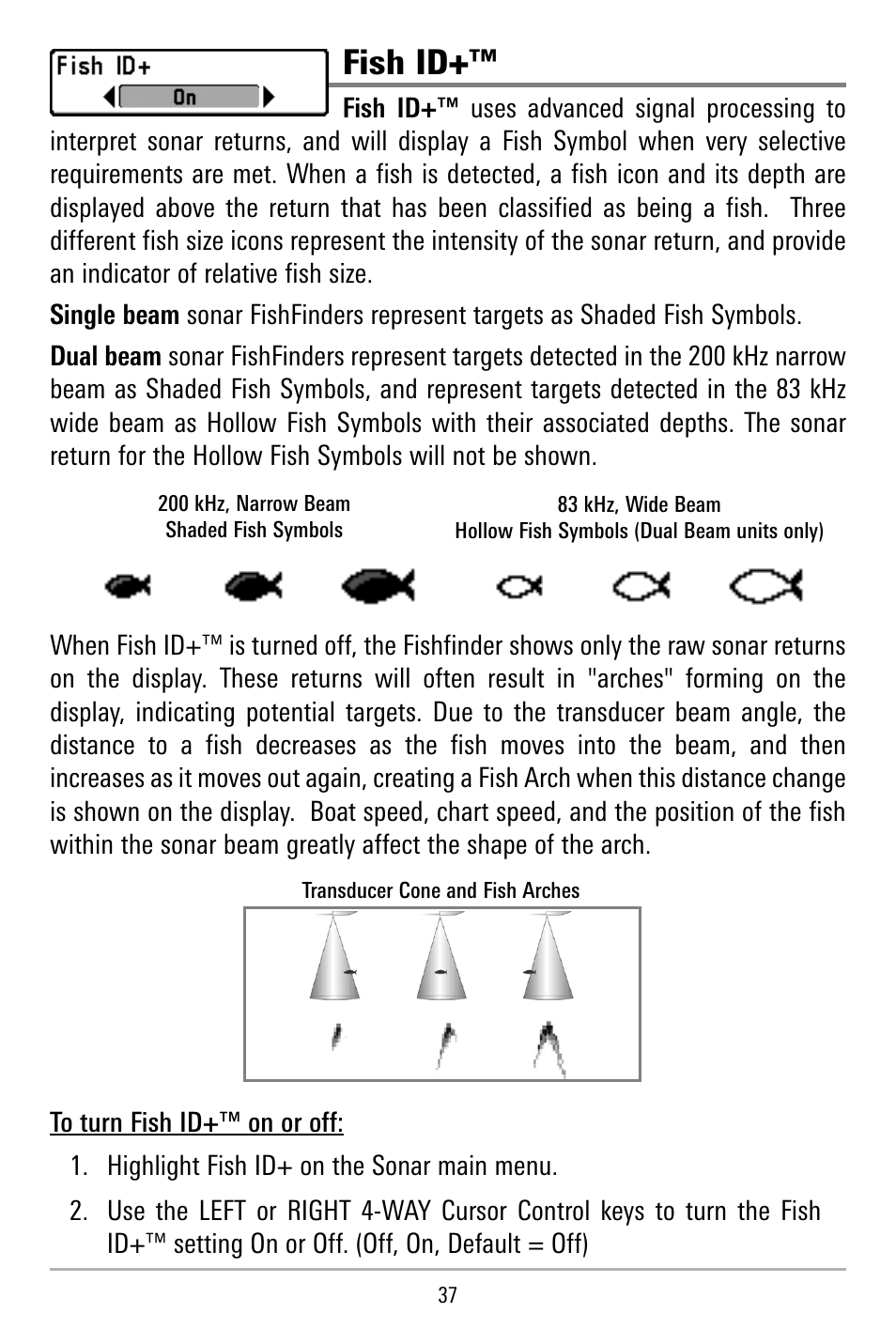 Fish id | Humminbird 515 User Manual | Page 42 / 86
