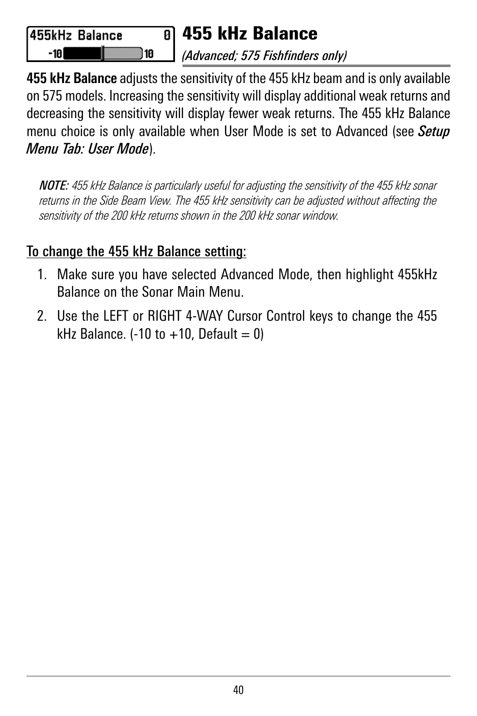 455 khz balance | Humminbird 515 User Manual | Page 45 / 86