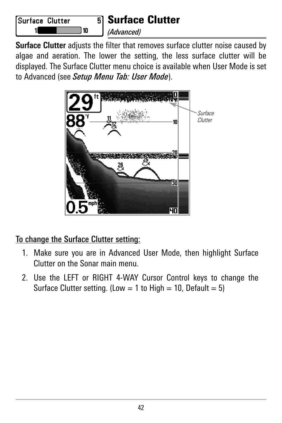 Surface clutter | Humminbird 515 User Manual | Page 47 / 86