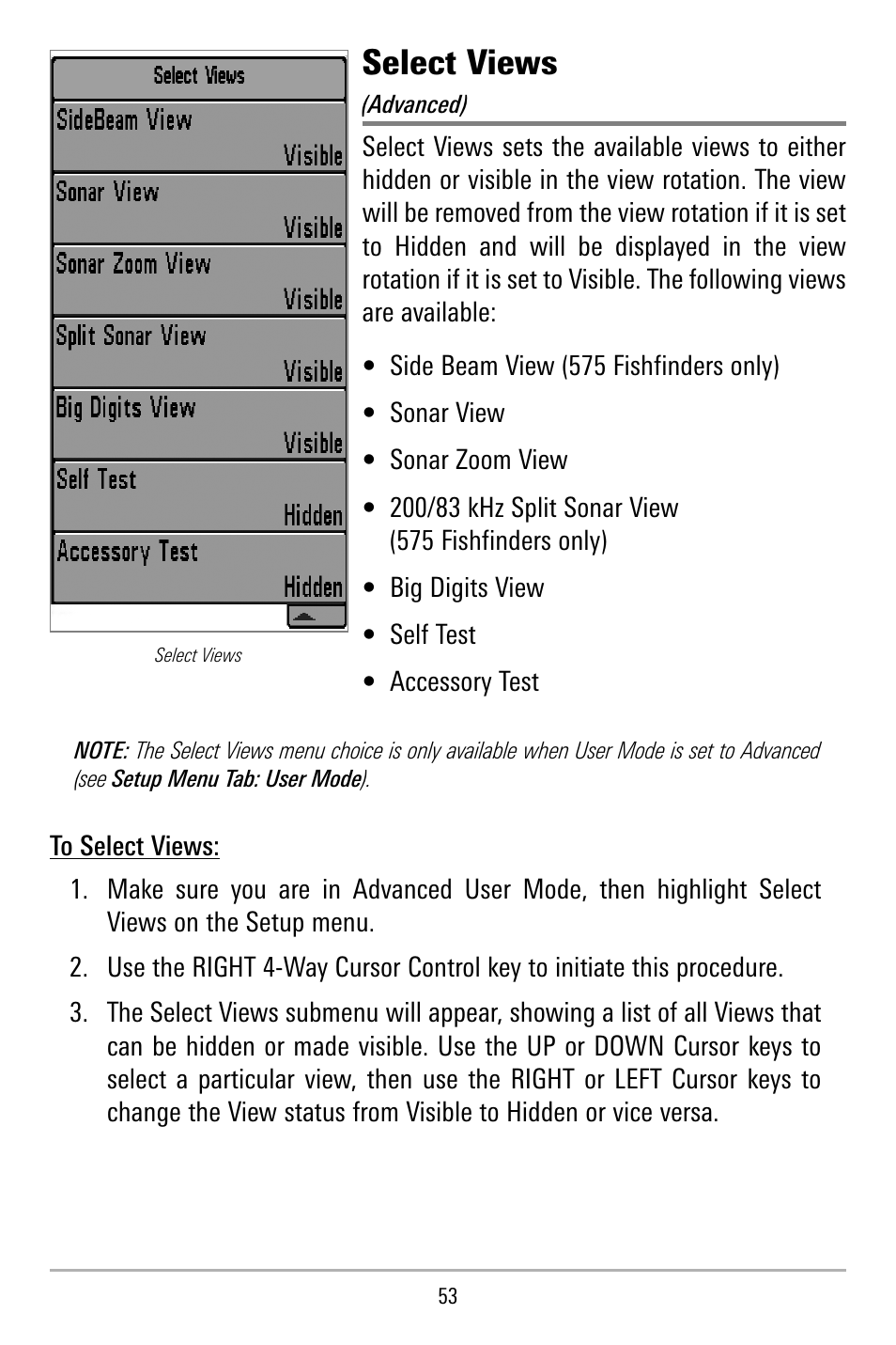 Select views | Humminbird 515 User Manual | Page 58 / 86