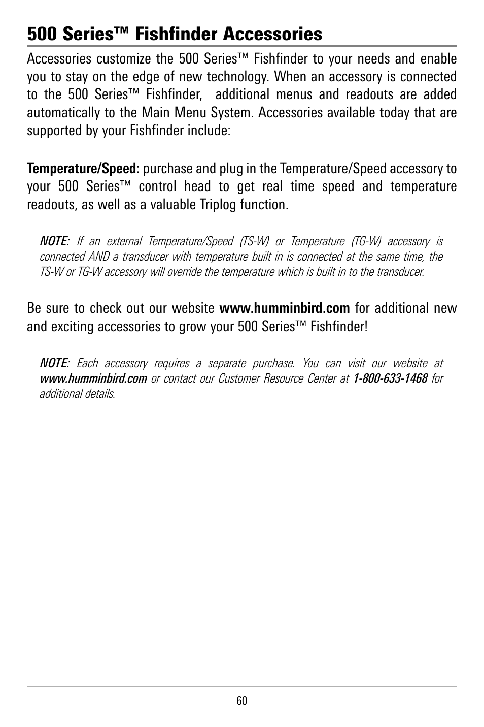 500 series™ fishfinder accessories | Humminbird 515 User Manual | Page 65 / 86