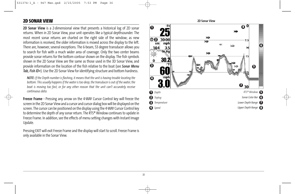 2d sonar view | Humminbird 947C User Manual | Page 36 / 91