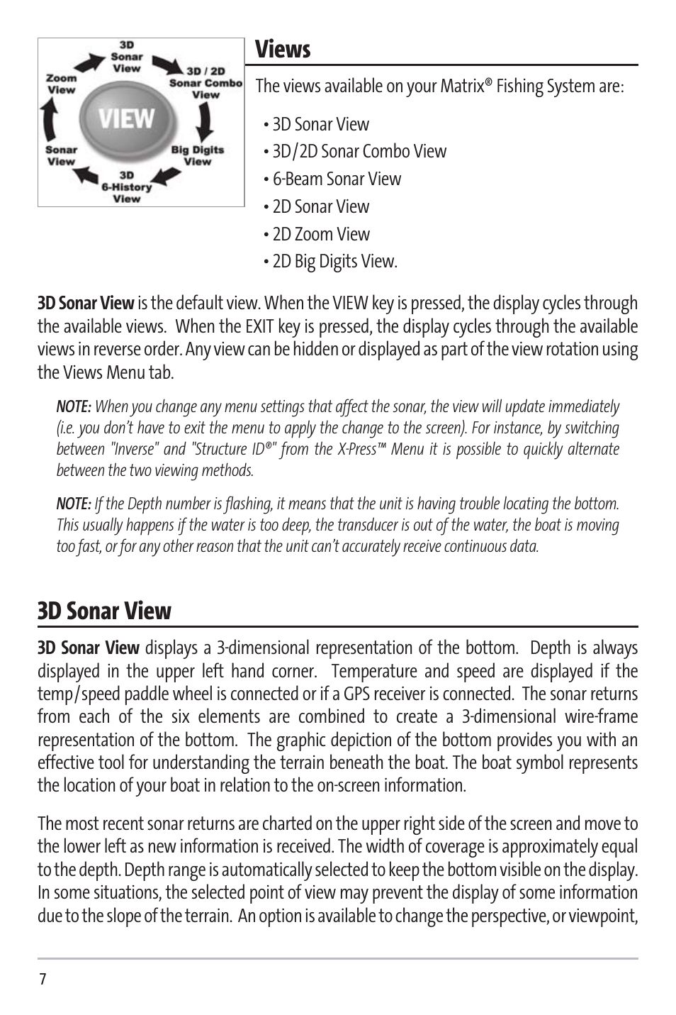 Views, 3d sonar view | Humminbird 531338-1_C User Manual | Page 12 / 66