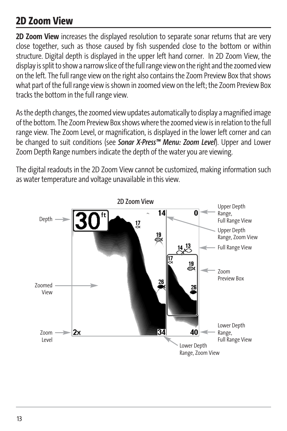 2d zoom view | Humminbird 531338-1_C User Manual | Page 18 / 66