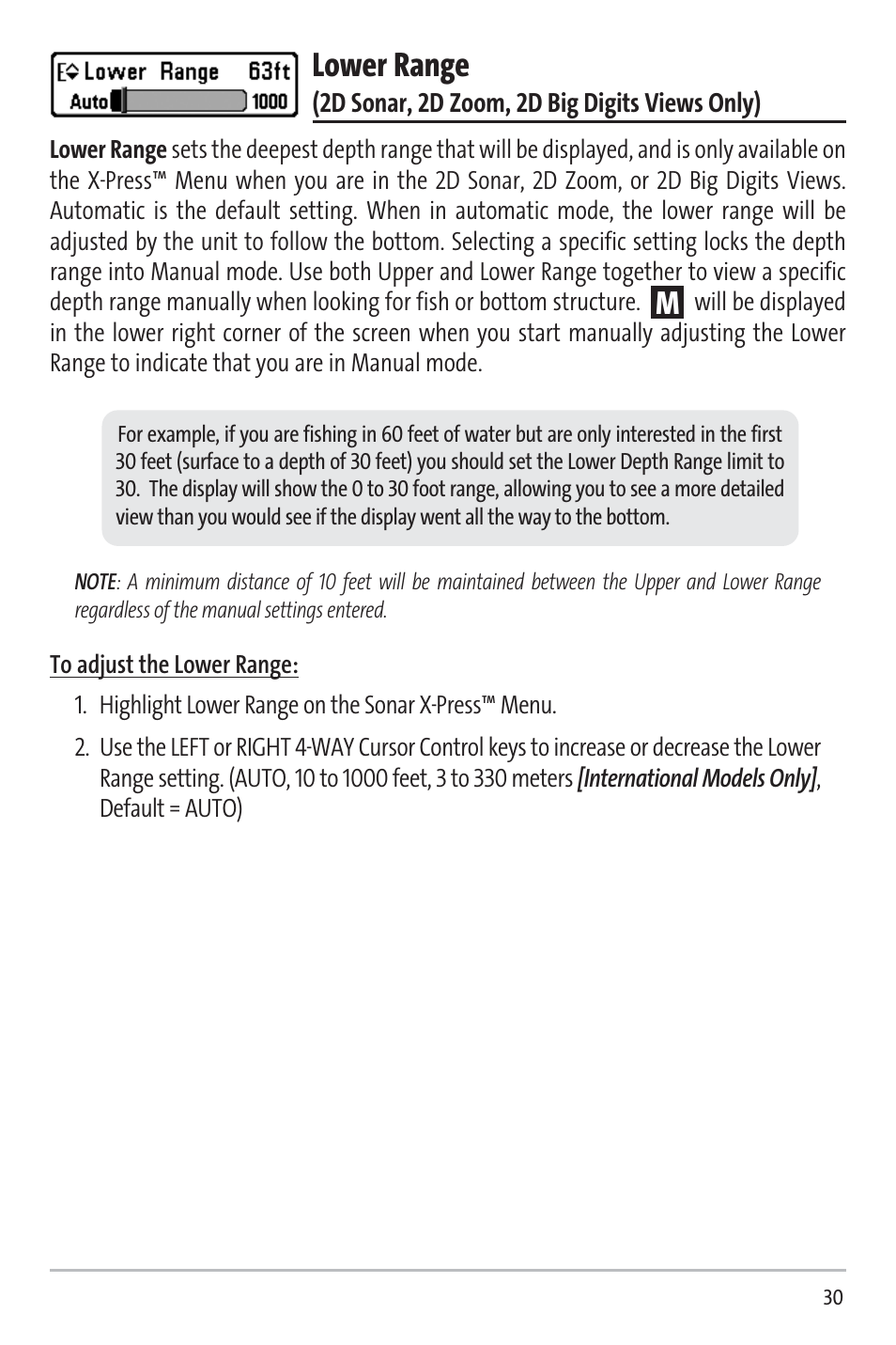 Lower range | Humminbird 531338-1_C User Manual | Page 35 / 66
