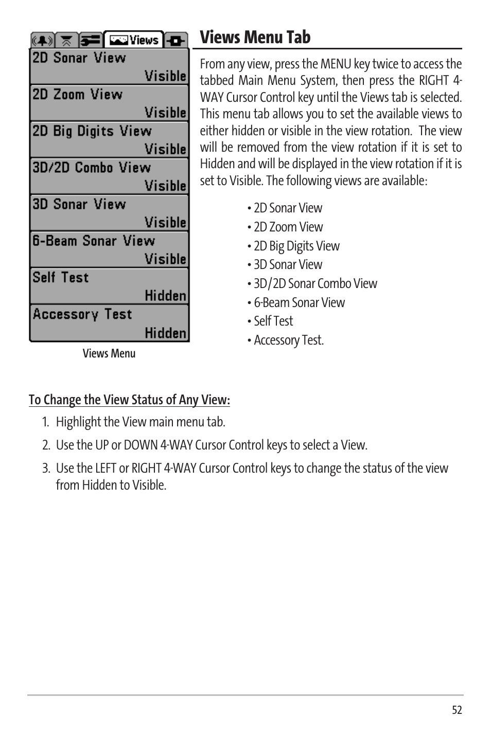 Views menu tab | Humminbird 531338-1_C User Manual | Page 57 / 66