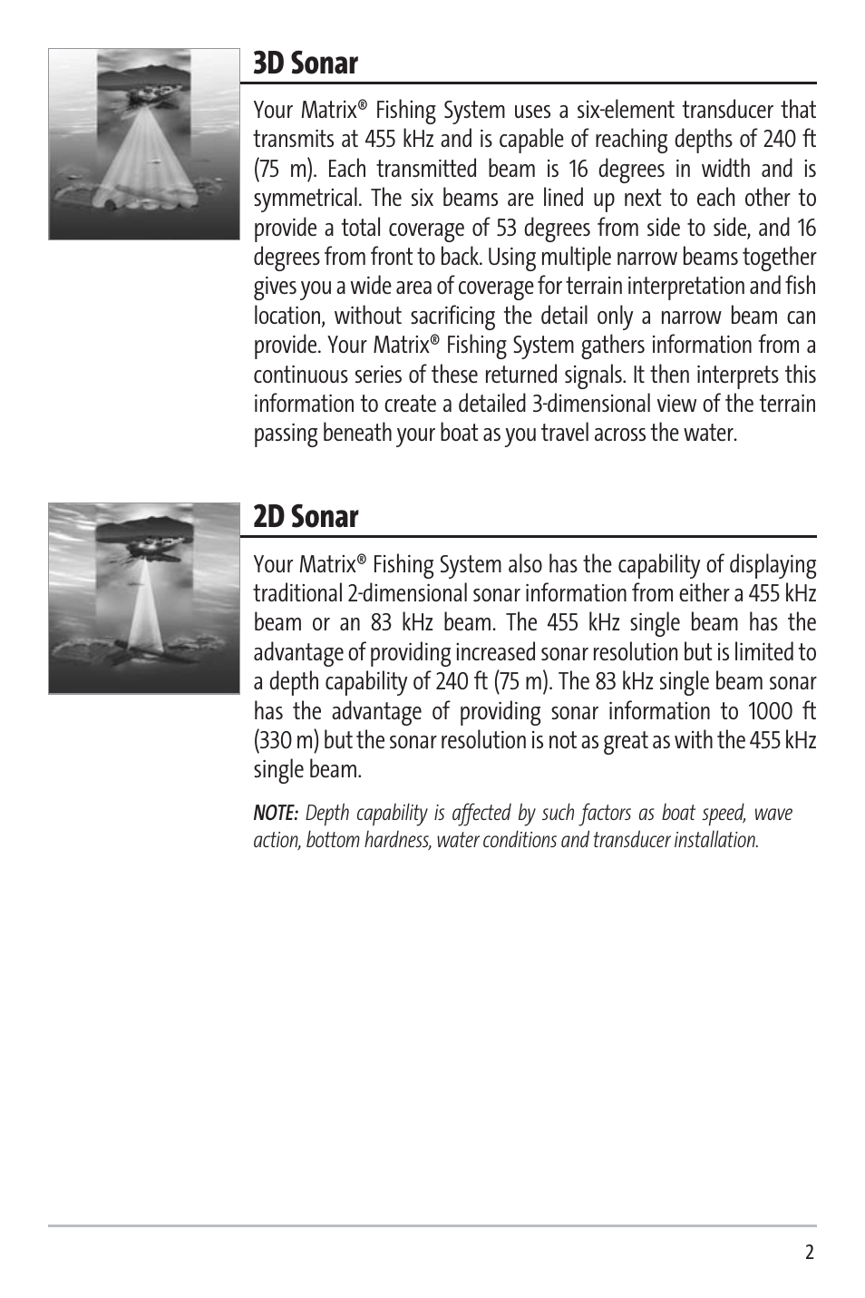 3d sonar, 2d sonar | Humminbird 531338-1_C User Manual | Page 7 / 66