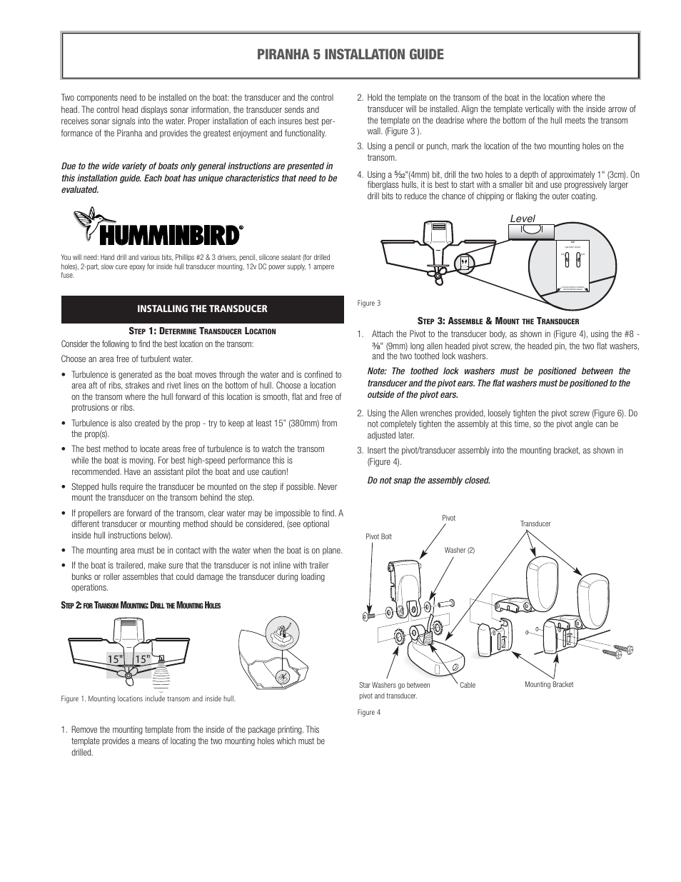 Humminbird Piranha 5 User Manual | 5 pages