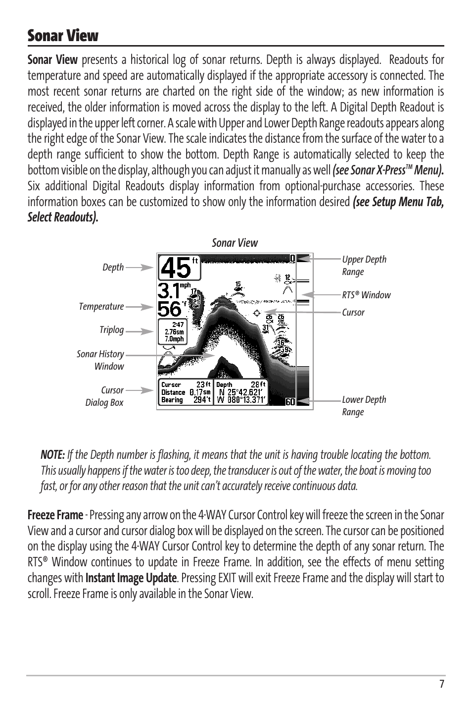 Sonar view | Humminbird Matrix 67 User Manual | Page 13 / 88