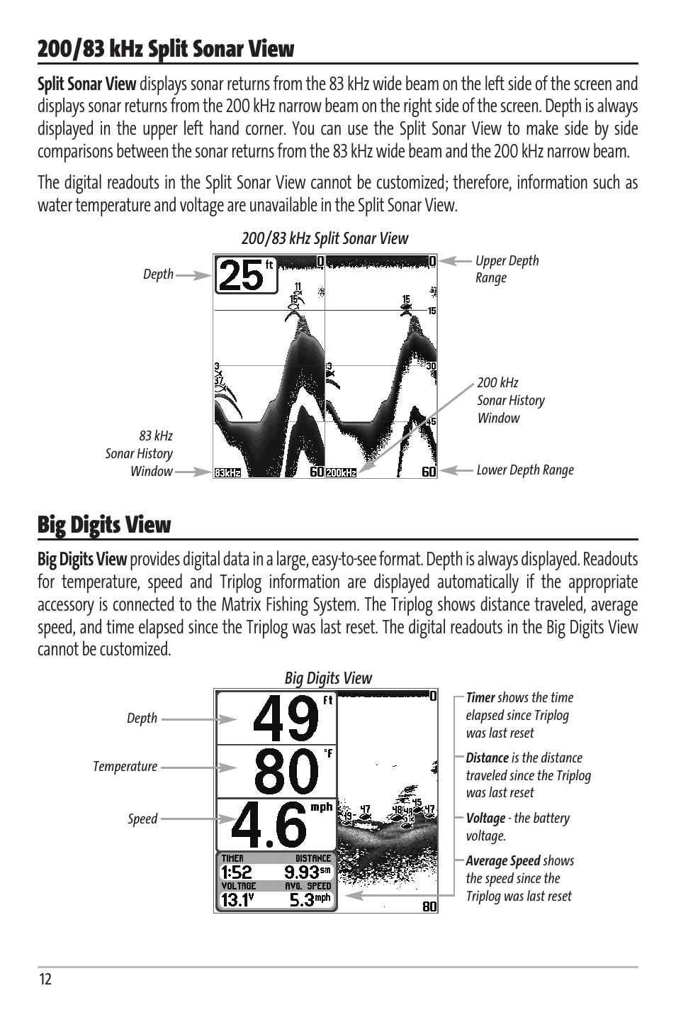 Big digits view | Humminbird Matrix 67 User Manual | Page 18 / 88