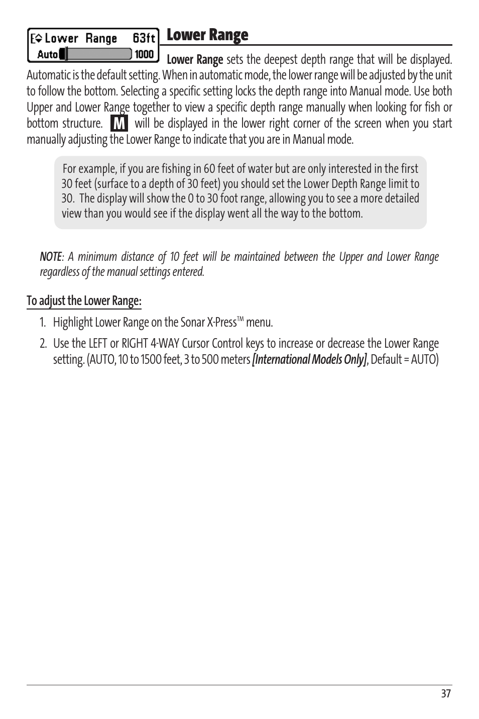 Lower range | Humminbird Matrix 67 User Manual | Page 43 / 88