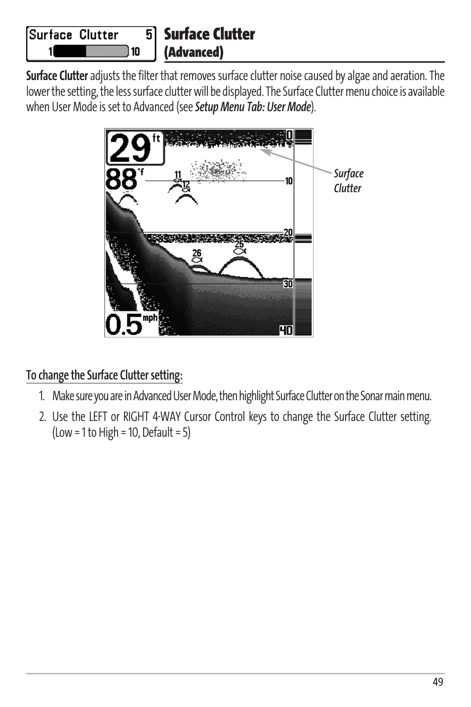 Surface clutter | Humminbird Matrix 67 User Manual | Page 55 / 88