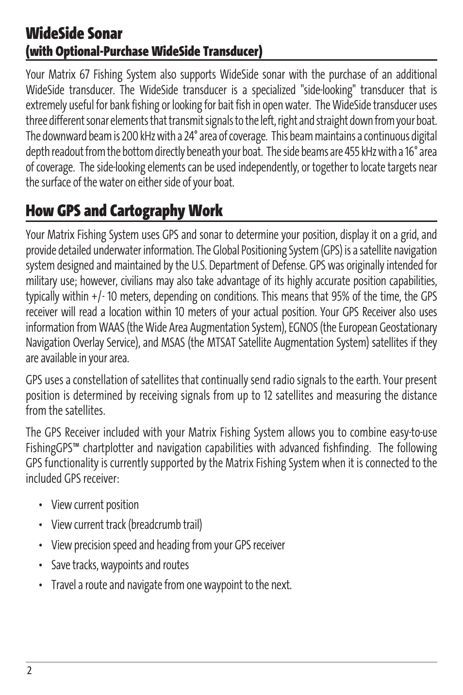 Wideside sonar, How gps and cartography work | Humminbird Matrix 67 User Manual | Page 8 / 88