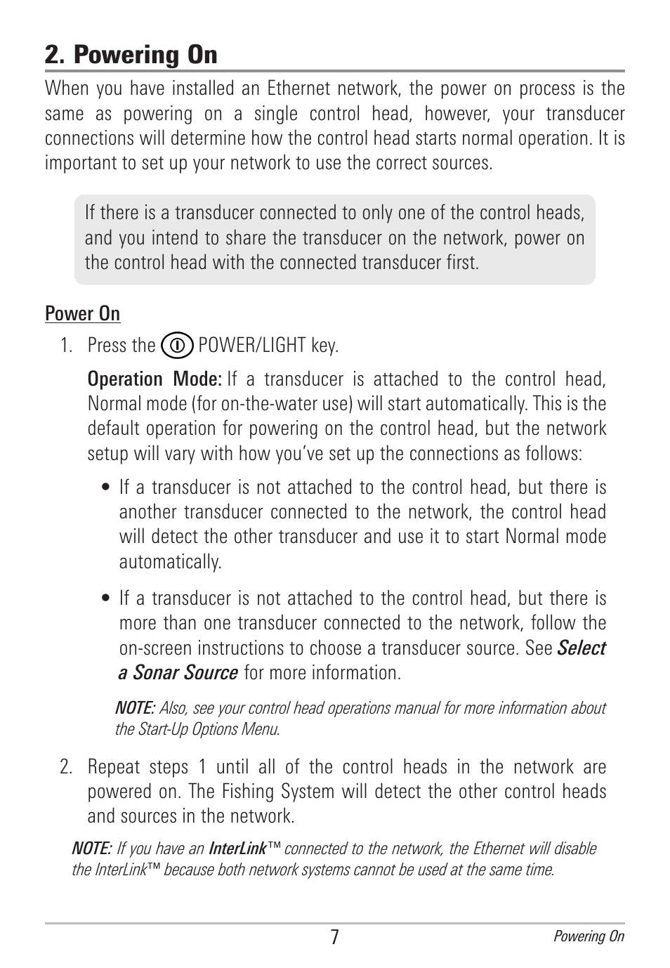Powering on | Humminbird 531906-1EN_A User Manual | Page 13 / 39