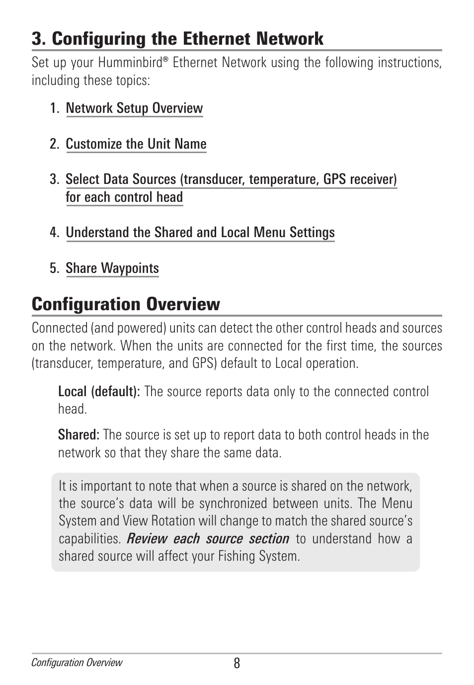 Configuring the ethernet network, Configuration overview | Humminbird 531906-1EN_A User Manual | Page 14 / 39