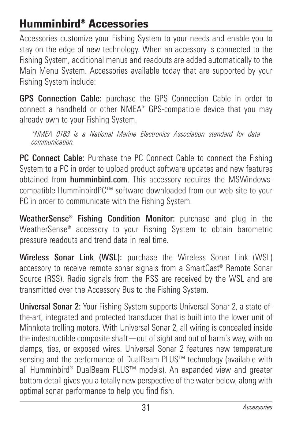 Humminbird® accessories | Humminbird 531906-1EN_A User Manual | Page 37 / 39