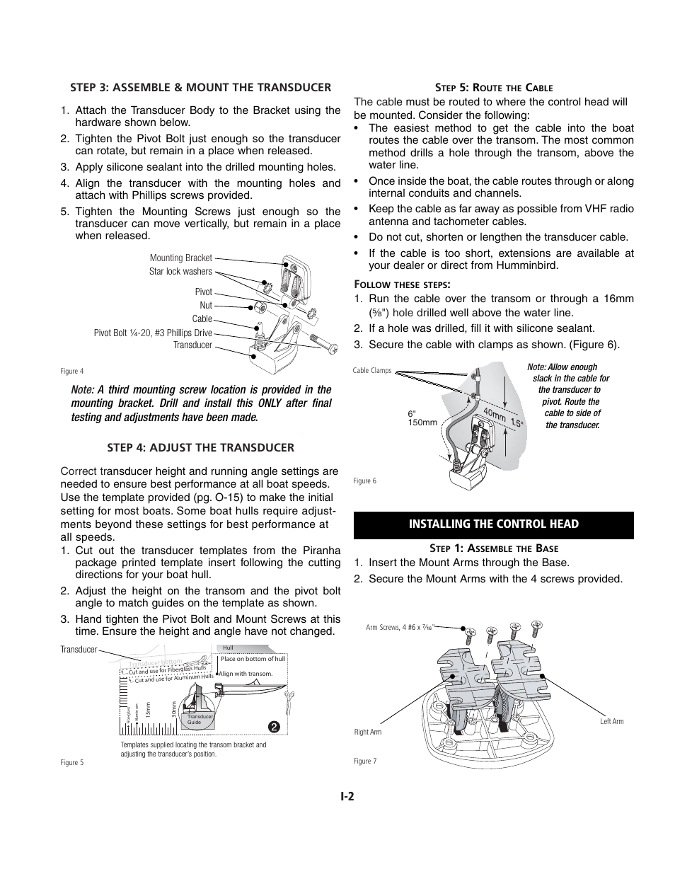 Installing the control head | Humminbird Piranha 1 User Manual | Page 2 / 5